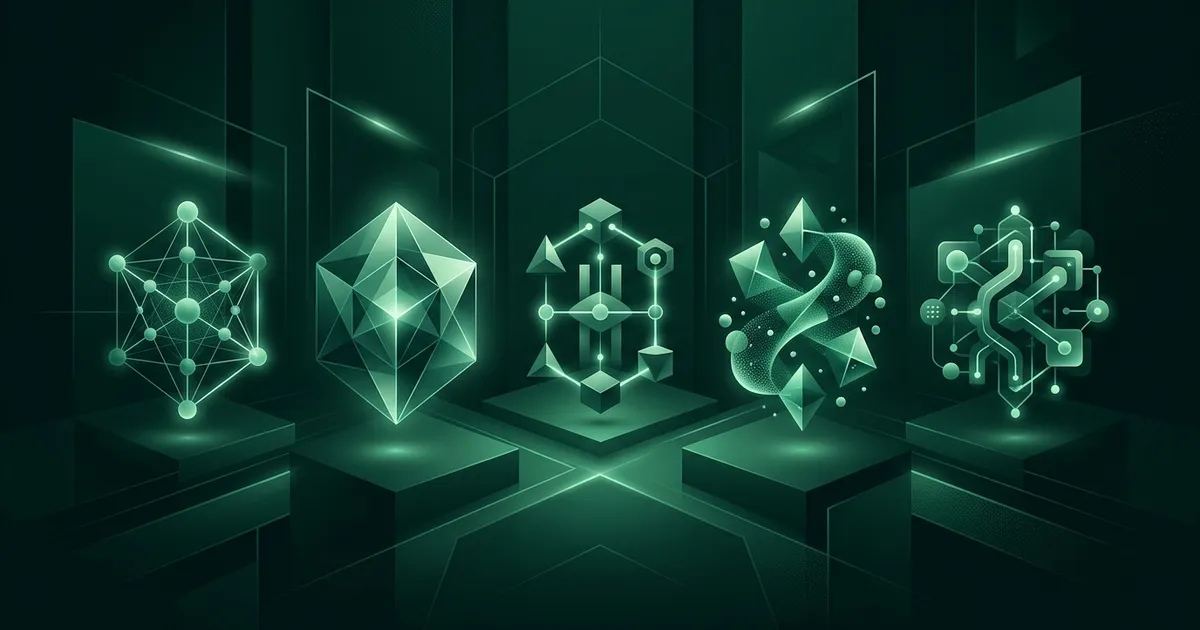 Five illuminated knowledge paths branching from a single starting point, each leading to a different domain of expertise