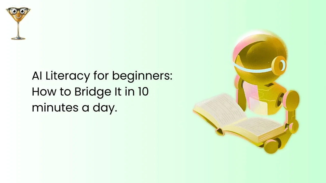 Person at a desk looking at AI-generated content on a laptop, representing beginner AI literacy skills