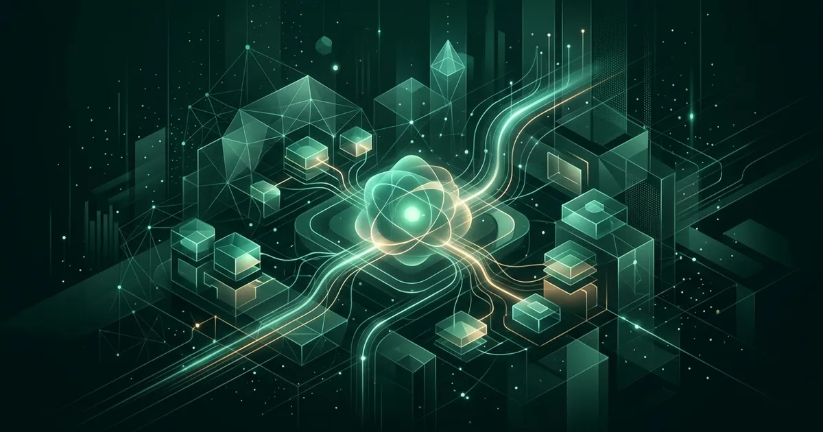 Abstract phone screen showing AI learning cards, quizzes, and memory paths