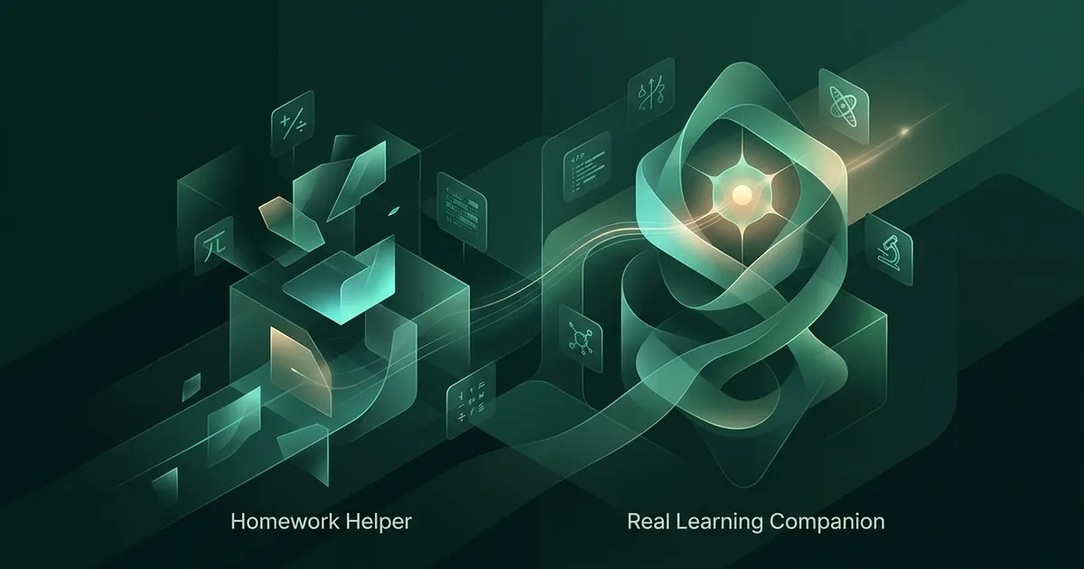 AI tutor interface guiding a learner through hints, questions, and a recall checkpoint