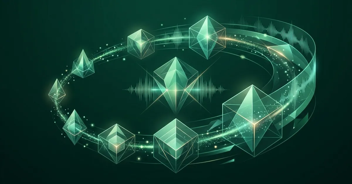 Futuristic headphones surrounded by sound waves and AI-themed visual elements representing AI-generated audio