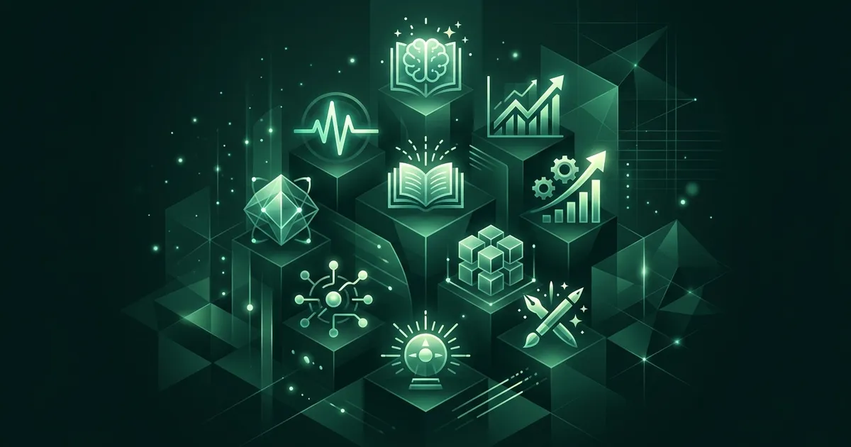 Smartphone surrounded by icons representing learning, reading, meditation, and fitness apps