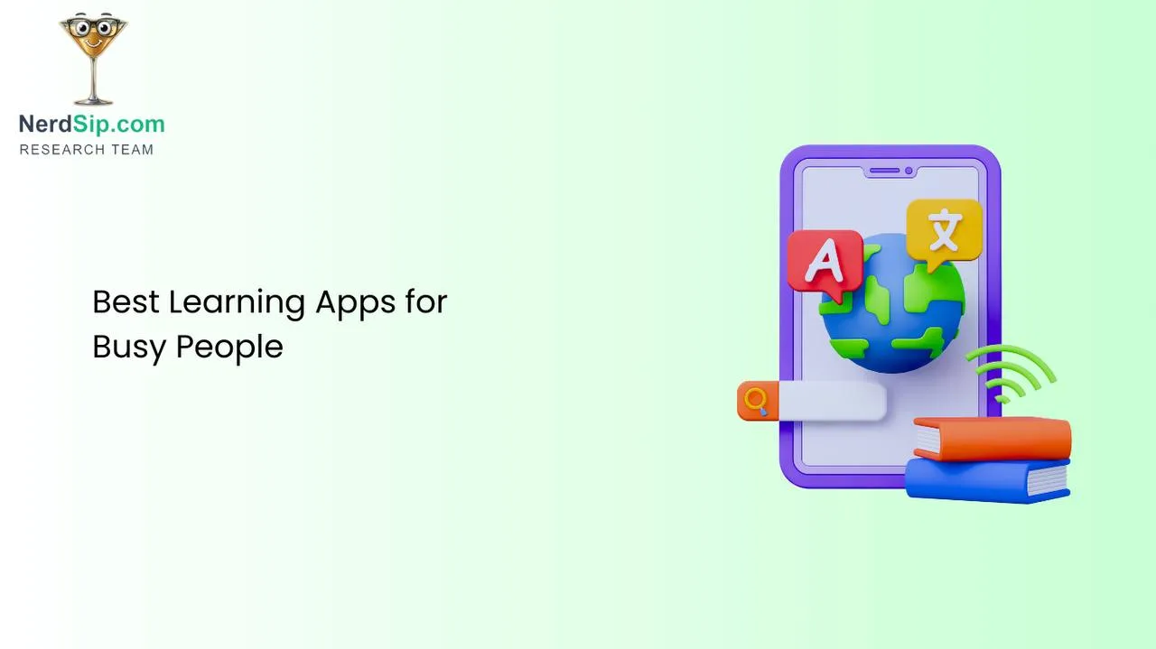 Busy professional using a learning app on their phone during a short break between tasks