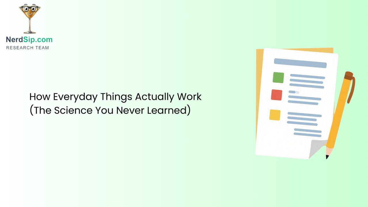 Cross-section illustration revealing the hidden science inside everyday objects like a microwave and a tire