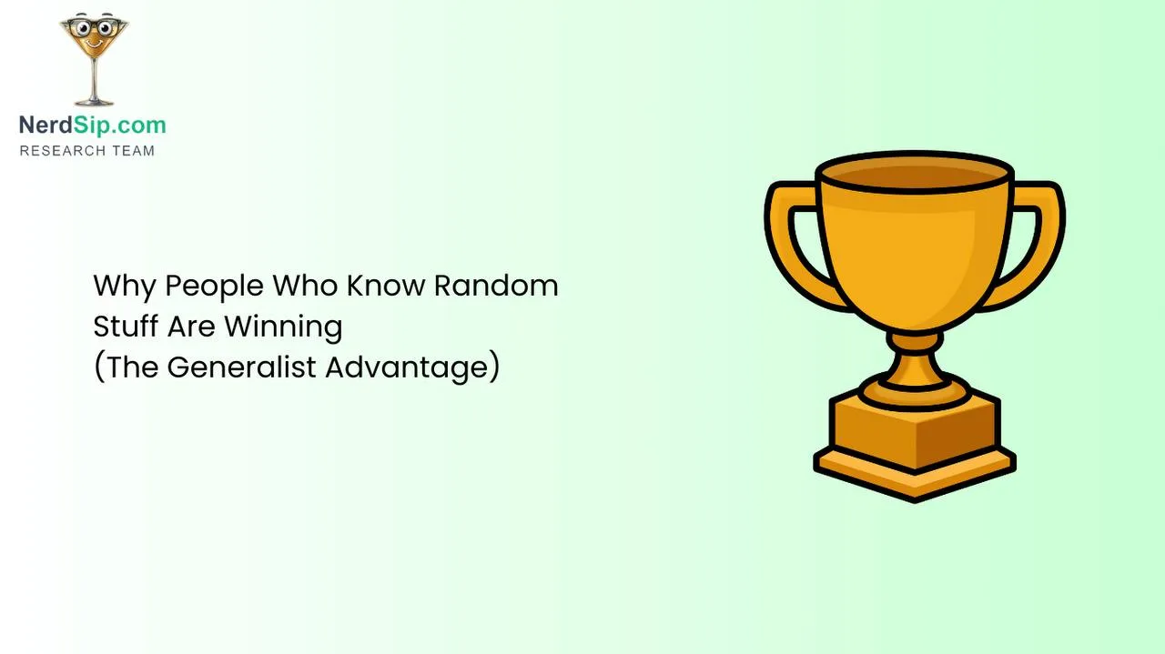 Person at a dinner table wowing others with a fascinating fact, connecting dots across different knowledge areas