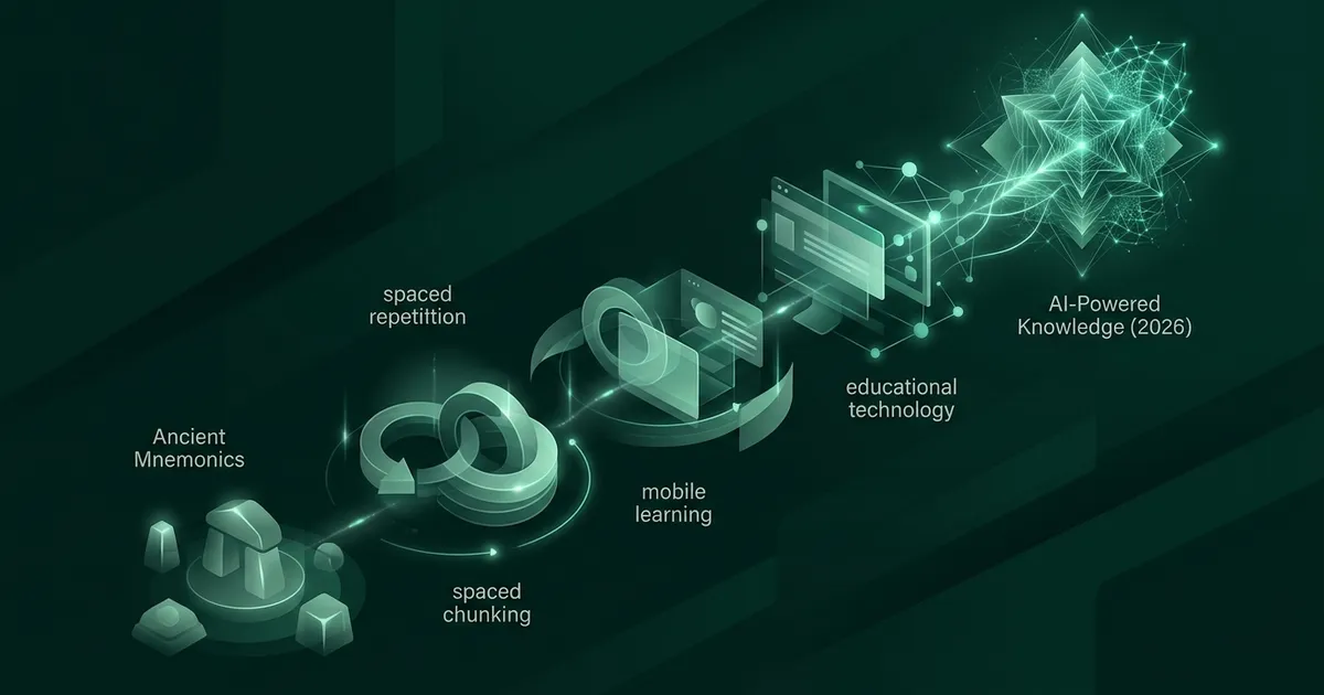 Timeline illustration showing the evolution of microlearning from ancient scrolls to modern smartphone apps