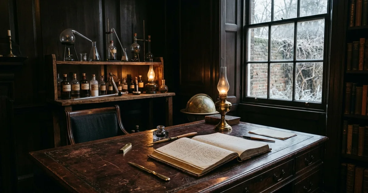 Gold medal beside a nineteenth century newspaper and inkwell, evoking Alfred Nobel's obituary and will