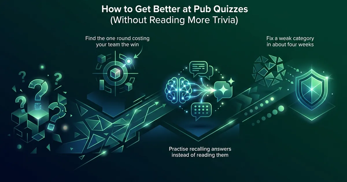 A pub quiz team leaning over an answer sheet under warm bar lighting
