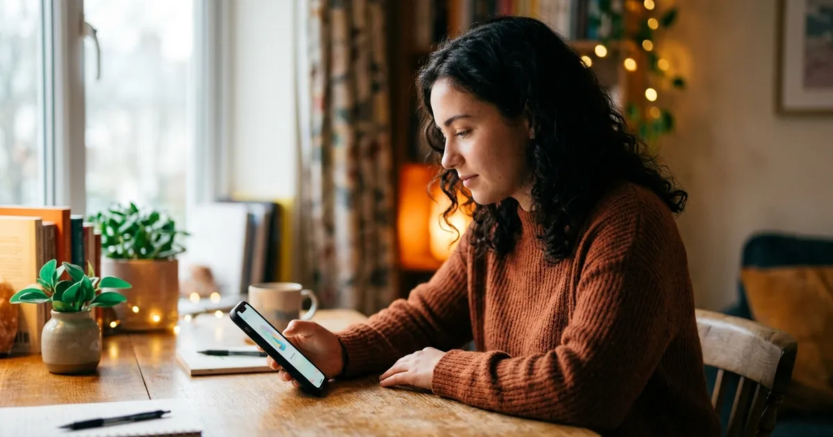 Person with ADHD leaning into a short focused study burst at a desk with a timer, looking engaged rather than strained