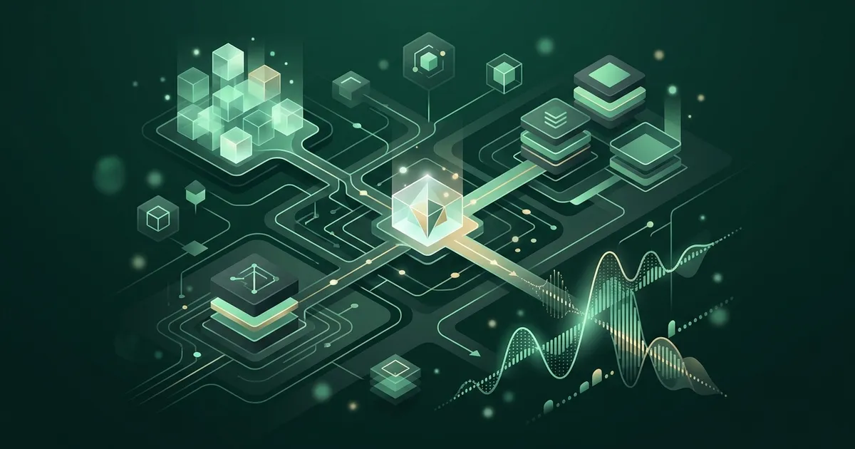Audio waveform visualization flowing from a smartphone screen, representing AI-powered podcast generation technology