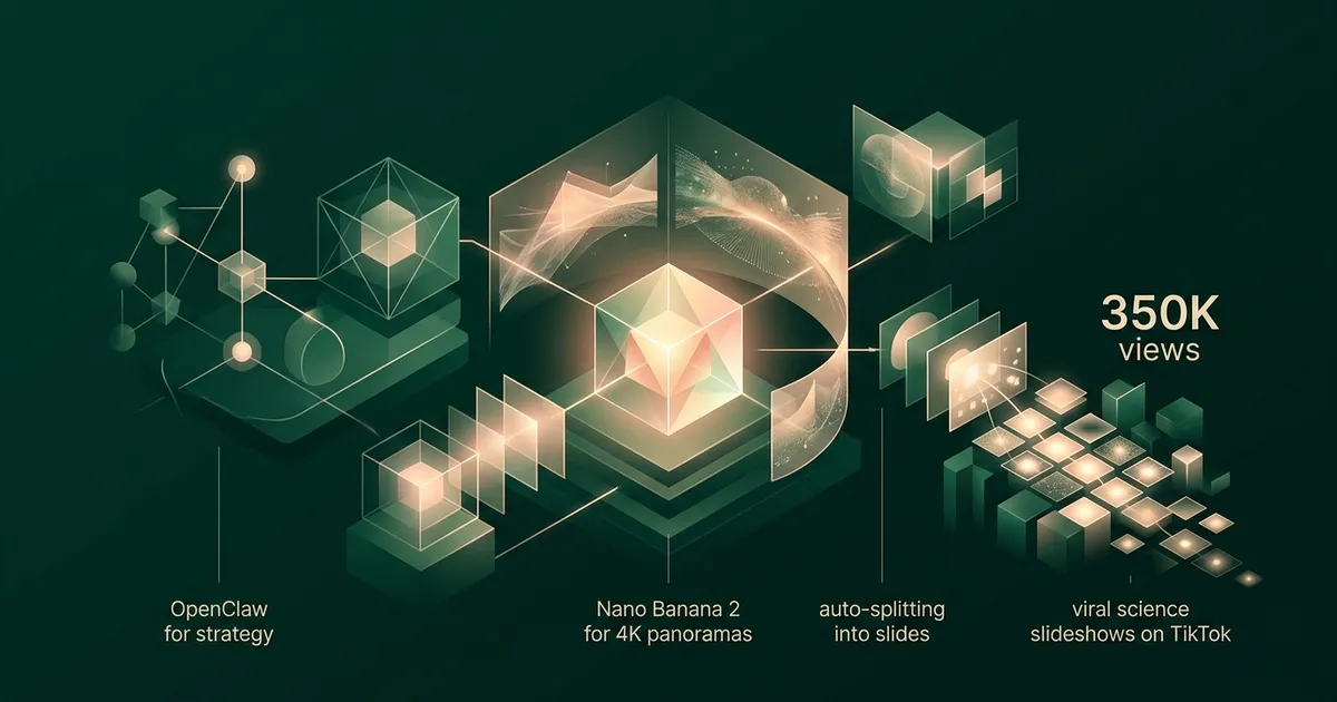 A sweeping ultrawide panoramic image of a cosmic nebula being split into six individual slideshow frames on a digital canvas