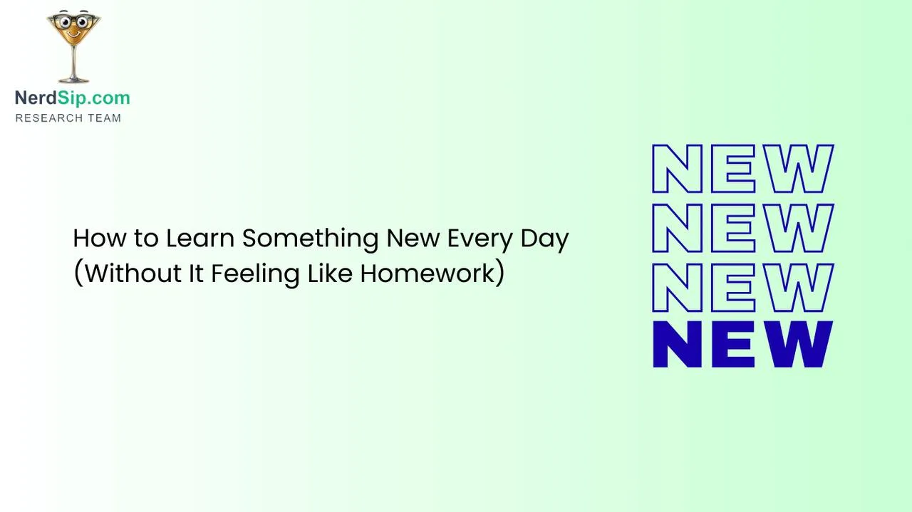 Daily habit calendar with a learning icon checked off each morning next to a coffee cup