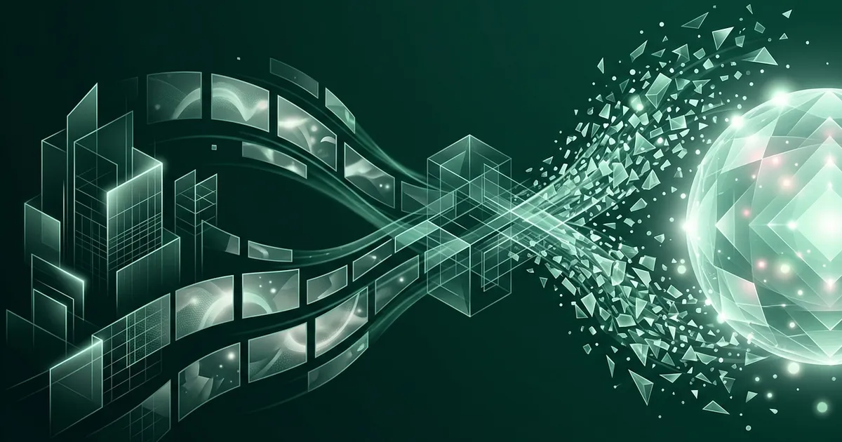 Ultrawide panoramic AI-generated science image being split into six slideshow frames for a TikTok post, with view counter showing 350K