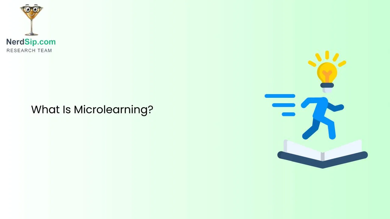 Phone screen showing a short educational card with a progress bar, representing bite-sized learning in under 5 minutes