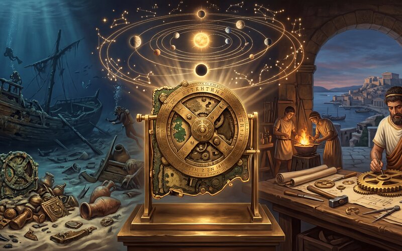 The Antikythera Mechanism, an ancient Greek analog computer with intricate bronze gears