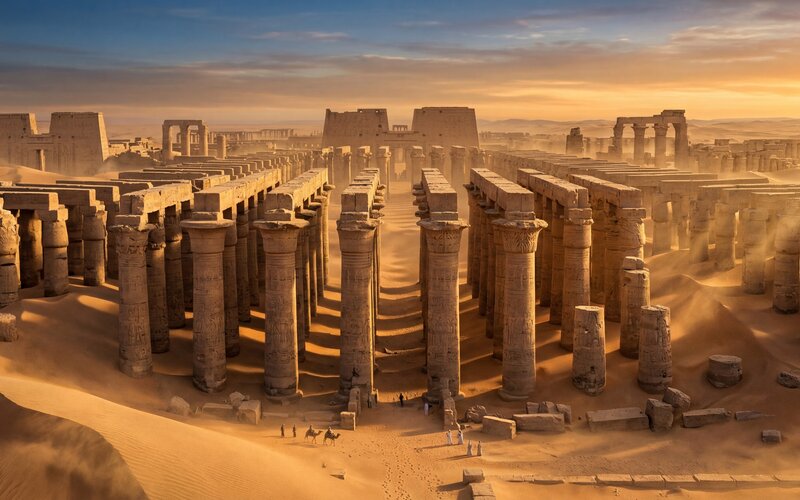 The ancient Lost Labyrinth of Egypt, a vast structure rivaling the pyramids